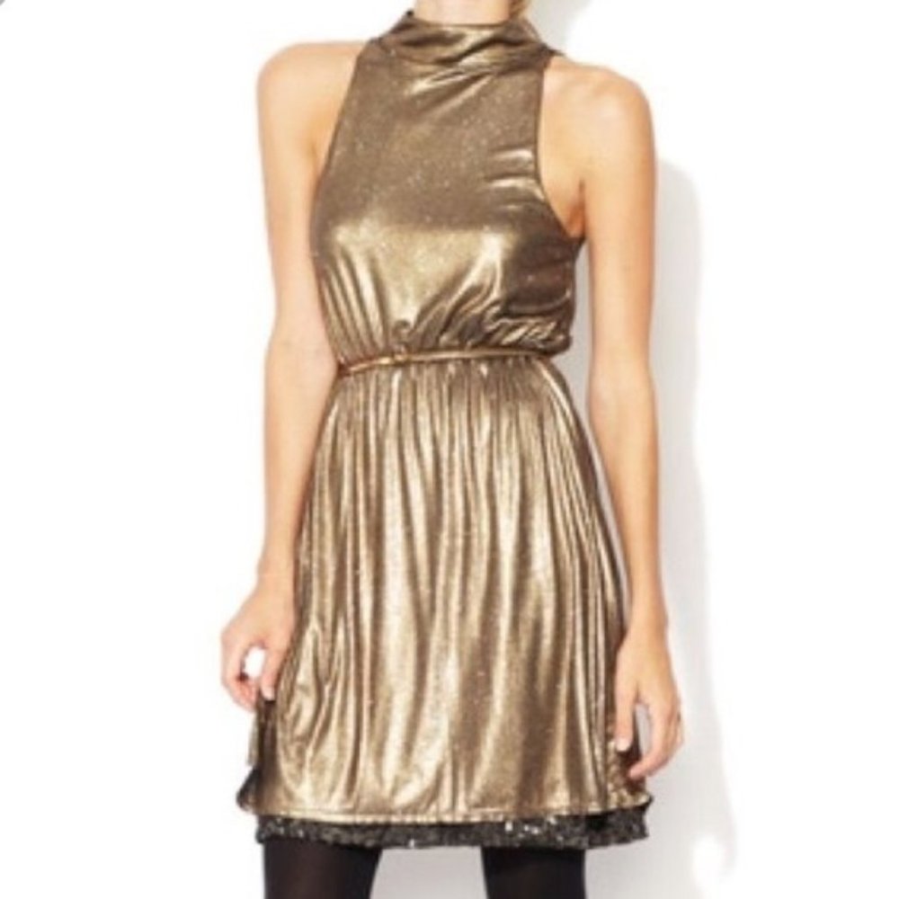 Alice + Olivia gold dress